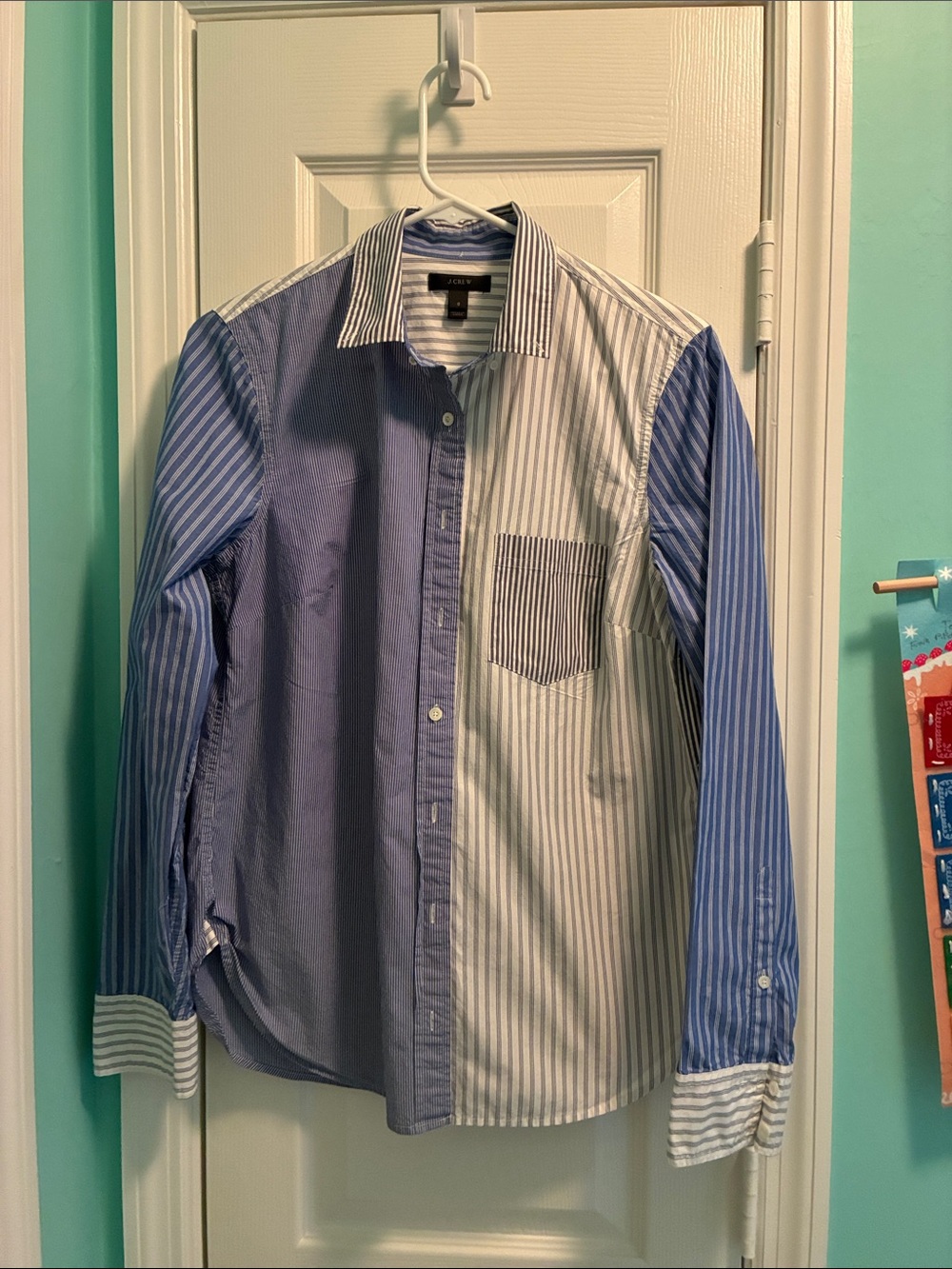 J. Crew Blue and White Mixed-Stripe Button-Down Shirt